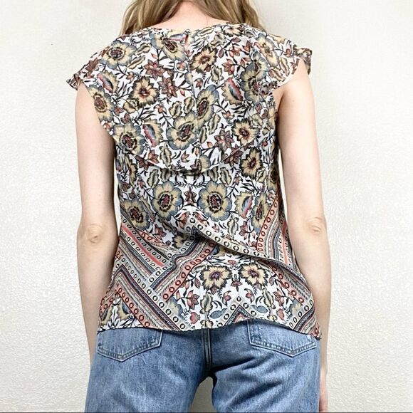 Guess White Floral Criss Cross Neckline Blouse - Picture 2 of 6